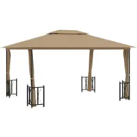 Syfax Gazebo con Teli Laterali e Doppio Tetto 3x4 m Tortora