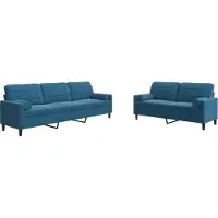 vidaXL Set di divani a 2 pezzi con cuscini e imbottiture in velluto blu