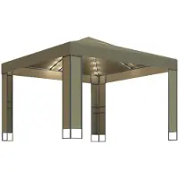 Syfax Gazebo con Tetto Doppio e Luci LED 3x3x2,7 m Grigio Talpa