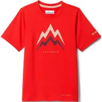Columbia Kid's Tech Trail Utility S/S Graphic Crew Maglia funzionale Bambini (XS, rosso)