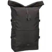 Sandqvist - Zaino da 26 litri - Icon Rolltop Backpack L Black in Pelle - Nero