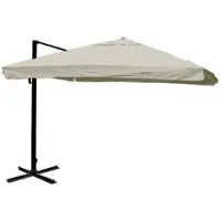 Mendler Ombrello semaforo gastronomico HWC-A96, ombrellone, 3x3m (Ø4,24m) poliestere/alluminio 23kg ~ Flap, grigio crema senza supporto