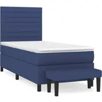 vidaXL Letto a molle con materasso blu 90x190 cm in tessuto
