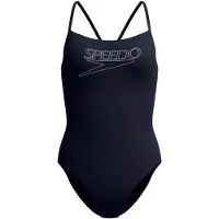 Speedo Women's Endurance+ Logo Thin Strap One Piece Costume intero Donna (34, blu)