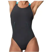 Speedo Women's Solid Boom Leaderback One Piece Costume intero Donna (34, grigio)