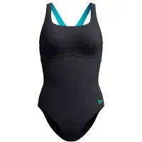 Speedo Women's Solid Flex Band One Piece Costume intero Donna (42, nero)