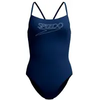Speedo Women's Endurance+ Logo Thin Strap One Piece Costume intero Donna (46, blu)
