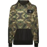 Plein sport Felpa con cappuccio relaxed fit in poliestere con stampa camouflage