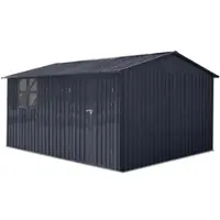 Albatros Profi, capanno per attrezzi XXXL – metallo zincato, colore antracite (RAL 7016) | 371x304x201 cm (22,6 m³) | Include serratura e ganci per attrezzi | resistente alle intemperie