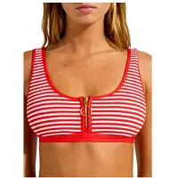 Seafolly Clubhouse Zip Front Tank Top Parte superiore bikini Donna (44, fuchsia/rosso)