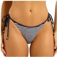 Seafolly Clubhouse Tie Side Rio Pant Parte inferiore bikini Donna (38, grigio/blu)