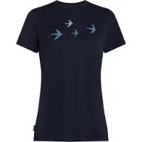 Icebreaker Women's Merino 150 Tech Lite S/S Bird Transit Maglia merino Donna (M, blu)