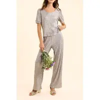 ICODE Grey Pleated Trousers, Decorative Gold Stripes Gold Taglia: 36 | Pantaloni da completo Outlet | Donna | Giallo