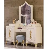 Casa Padrino - Comodino barocco con specchio bianco/oro - Consolle per il trucco barocca - Mobili per la camera da letto in stile barocco - Nobile & Magnifico