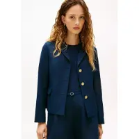 Tommy Hilfiger per donna. WW0WW49335 Blazer dal taglio slim con bottoni color oro blu navy (38), Casual, Poliestere