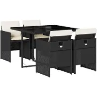 vidaXL set da pranzo da giardino a 5 pezzi con cuscini in rattan nero