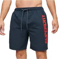Superdry per uomo. M3010236A Costume da bagno blu grafico 17 (S), Beachwear, Polister riciclato, Sostenibile, Navy