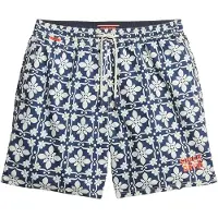 Superdry per uomo. M3010250A Costume da bagno con stampa a mosaico marino (S), Beachwear, Polister riciclato, Sostenibile, Navy