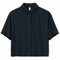 Mazine Women's Short Sleeve Viscose Shirt Camicetta Donna (L, nero/bianco)