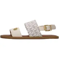 Michael Kors sandali da bambina con doppia fascia frontale e logo monogram puntinato all over vaniglia