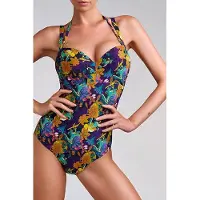 Marlies Dekkers Acapulco Petunia Purple Plunge Balcony Bathing Suit Taglia: 70E | Costumi Interi Outlet | Donna | Viola