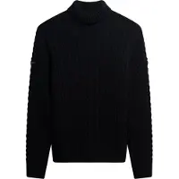 Superdry per uomo. M6110673A Maglione Jacob Cable Roll blu navy (S), Casual, Lana, Manica lunga