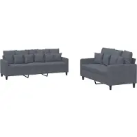 vidaXL Set divano 2 pezzi con cuscini in velluto grigio scuro