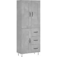 vidaXL Credenza grigio cemento 69,5x34x180 cm materiale a base di legno