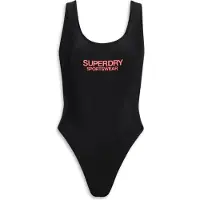 Superdry per donna. W3010385A Costume da bagno nero elasticizzato con scollatura sulla schiena (S), Beachwear, Polister riciclato, Sostenibi