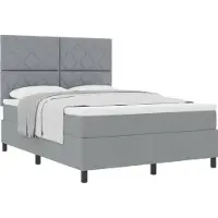 vidaXL Letto a molle con materasso grigio chiaro 140 x 200 cm in tessuto