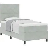 vidaXL Letto a molle con materasso grigio chiaro 100 x 200 cm in velluto