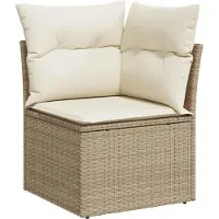 vidaXL Set di divani da giardino 7 pezzi con cuscini Beige poly rattan