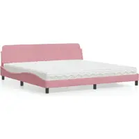 vidaXL Letto con materasso "Dover" rosa 200x200 cm in velluto