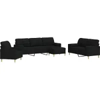 vidaXL set divano 4 pezzi con poggiapiedi e cuscini decorativi in tessuto nero