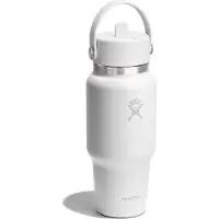 Hydroflask Wide Flex Straw Travel Bottle Borraccia (710 ml, bianco/grigio)