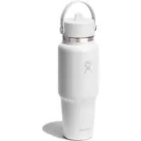 Hydroflask Wide Flex Straw Travel Bottle Borraccia (946 ml, bianco/grigio)