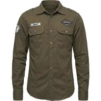 Brandit Camicia 'Luis' oliva / nero / bianco