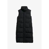 Superdry per donna. W5011803A Gilet trapuntato nero lungo (XL), Casual, Polister riciclato, Sostenibile