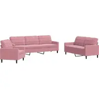 vidaXL Set divano 3 pezzi con cuscini in velluto rosa