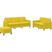 vidaXL Set di divani a 3 pezzi in velluto giallo