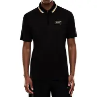 EA7 per uomo. 7M001333_AF13739 Polo in maglia nera premium con etichetta (M), Nero, Casual, Cotone, Manica corta