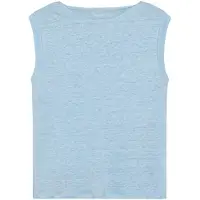 KnowledgeCotton Apparel Women's Loose Fold Up Linen Top Donna (L, blu)