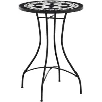 vidaXL Tavolino da bistrot a mosaico bianco e nero Ø50x70 cm in Vetroceramica