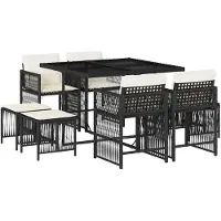 vidaXL set da pranzo da giardino 9 pezzi con cuscini in rattan nero poli