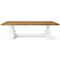 Casa Padrino Tavolo da pranzo in legno massello stile rustico Marrone / Bianco 220 cm - Mobili per sala da pranzo