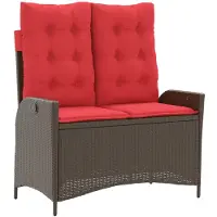 vidaXL Panchina da giardino regolabile con cuscino in Poly Rattan marrone