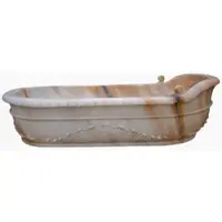 Casa Padrino Vasca da bagno barocca Sunset Red 180 cm - Vasca da bagno autoportante in marmo - Accessori da bagno barocchi - Nobile e magnifico