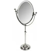 Casa Padrino Specchio da tavolo , specchio da trucco placcato argento, regolabile in altezza, 40 x altezza 85 - 110 cm