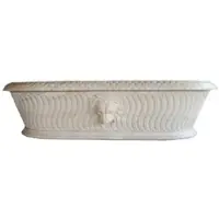 Casa Padrino Luxury Baroque Bathtub Lion's Head White 204 x 107 x H. 53 cm - Vasca da bagno autoportante in marmo - Accessori per il bagno - Nobile & Magnifico