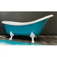 Casa Padrino vasca in stile liberty turchese/bianco 174 x 83 x h. 81 cm - Vasca da bagno autoportante con piedi di leone - Arredo bagno retrò